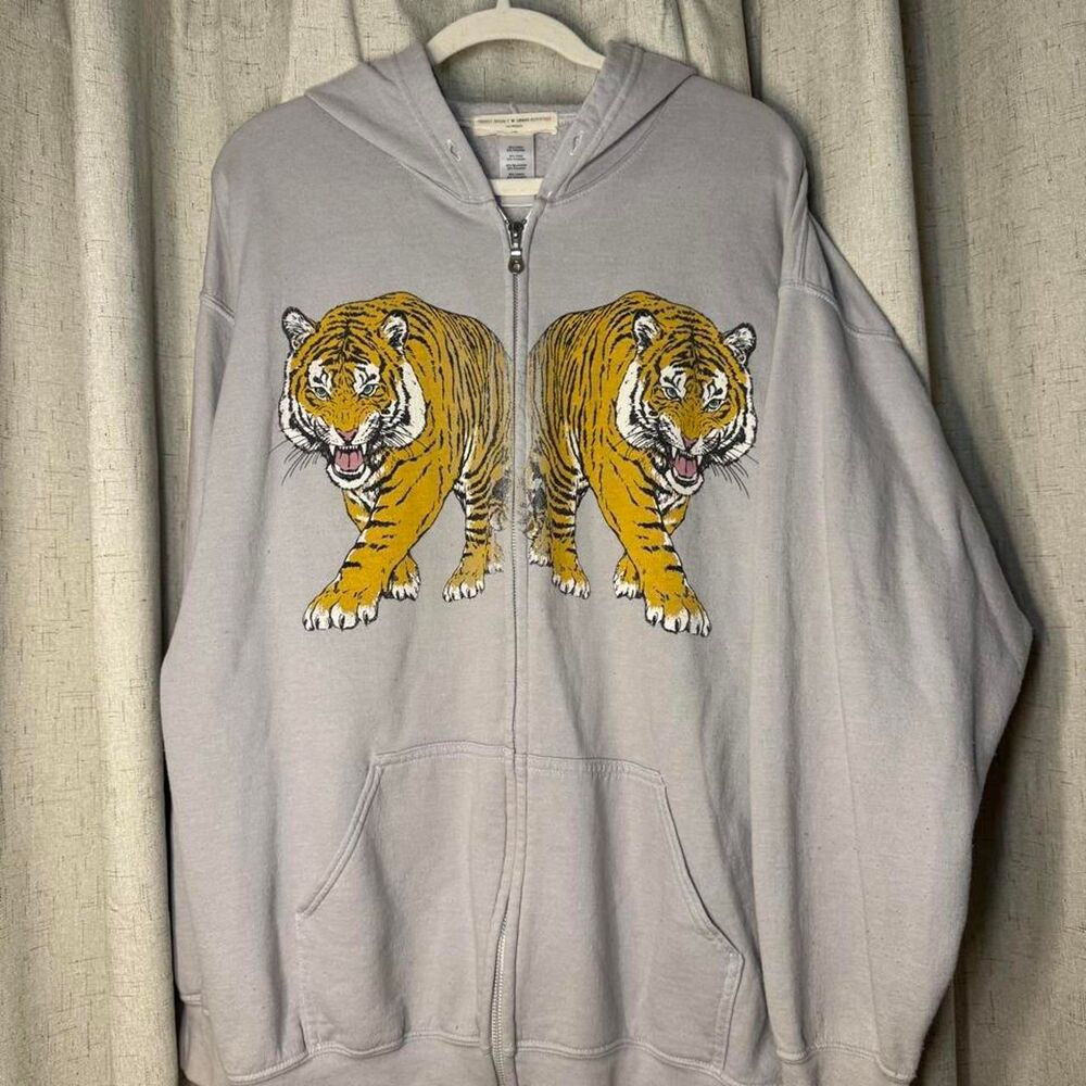 Urban-outfitters Women's Grey and Purple Hoodie